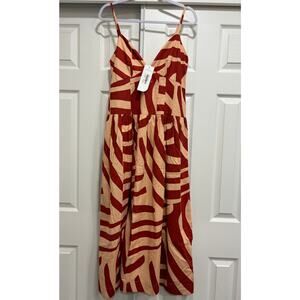 Mon Renn Anthropologie Surreal Midi Dress Babydoll Size M Medium Tropico print
